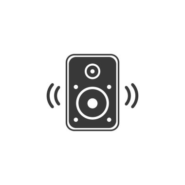 Akustik müzik hoparlörü ikonu. Web sitesi, web tasarımı ve mobil uygulamalar için basit simge ögesi