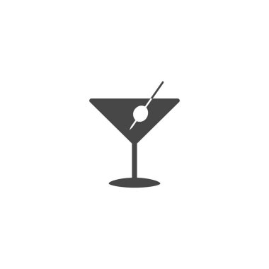Beyaz üzerine düz martini cam vektörü ikonu