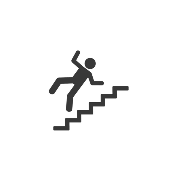 Señal de advertencia - riesgo de caída de las escaleras. Icono de vector plano — Vector de stock