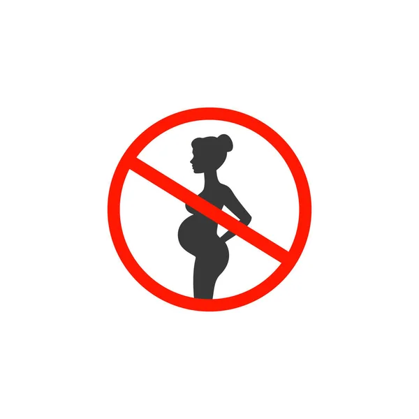 Ícone de mulher grávida, vetor de sinal proibido em estilo plano —  Vetores de Stock