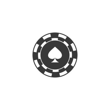 Maça yonga simgesi vektörü, düz tabela, beyaz üzerine izole edilmiş katı resim. Kumarhane çipi sembolü, logo 