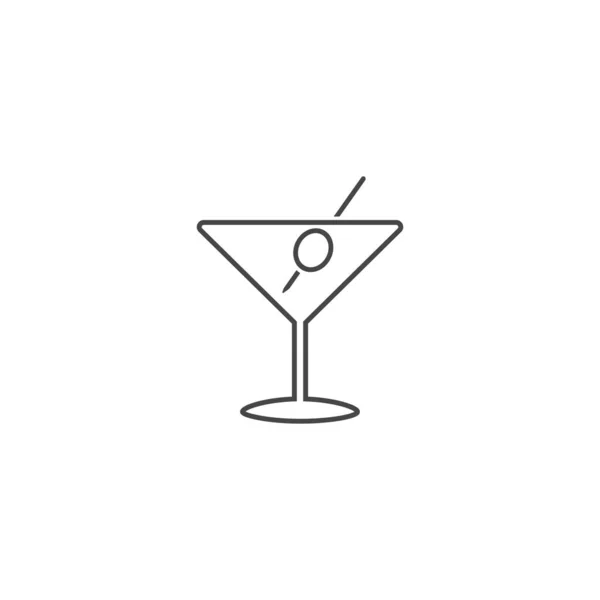 Linia ikona wektora szkła martini w płaskim — Wektor stockowy