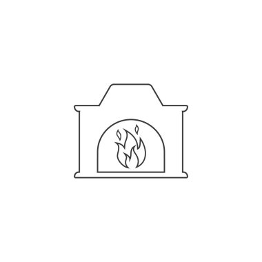 Şömine satırı simgesi, beyaz arkaplan vektör işareti üzerinde logo