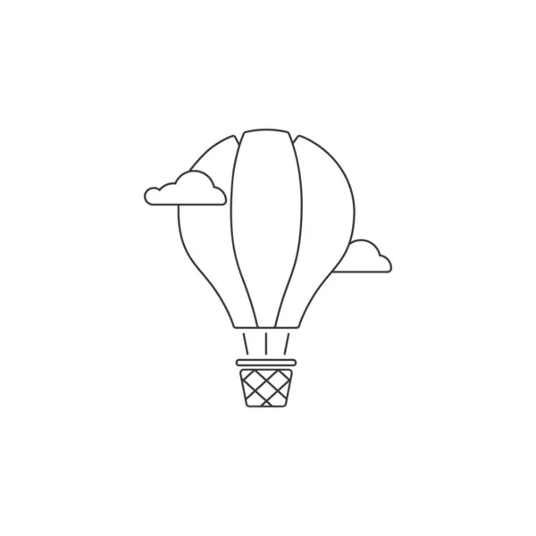 Hot air balloon glyph line icon. Aerostat. Silhouette symbol. Negative space. Vector isolated — Stock Vector