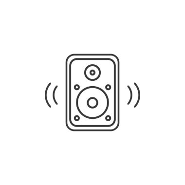 Akustik müzik hoparlörü çizgisi simgesi. Web sitesi, web tasarımı, mobil uygulamalar, bilgi grafikleri için basit simge ögesi