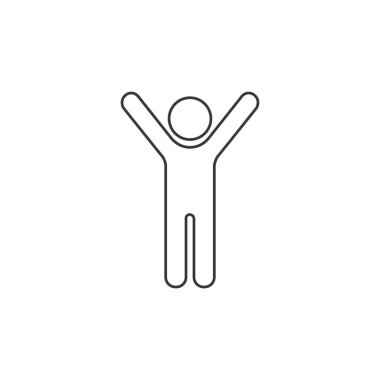 Adam iki el çizgisi simgesini kaldırdı, vektör basit izole çizim