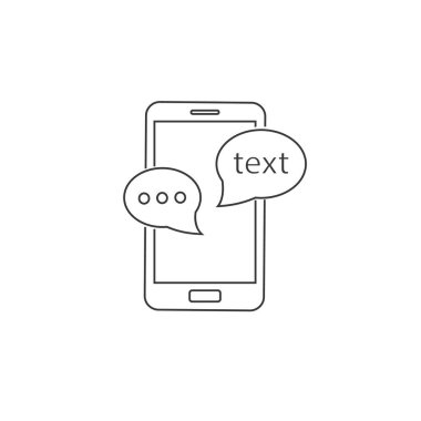 Telefon ya da Mobil Sohbet Hattı Simgesi. Düz vektör