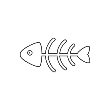 Düz stil balık kemik çizgisi ikonu. Vektör işareti