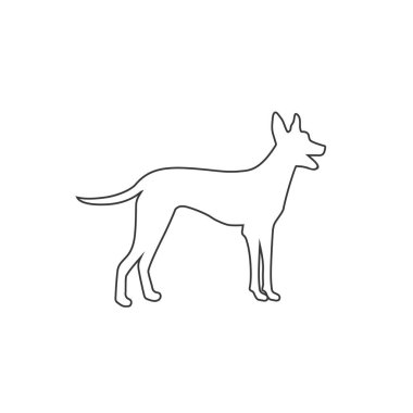 Beyaz üzerine köpek çizgisi simgesi. Vektör modern daire