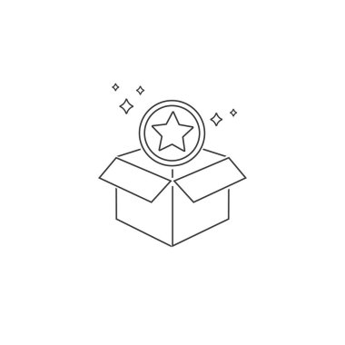 Sadakat programı çizgisi simgesi. İkramiye puanları. İndirim kutusu sembolü. Sadakat programı simgesi. 