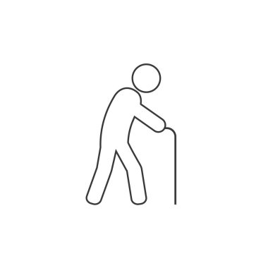 Yaşlı adam çizgisi simgesi düz vektör çizimi