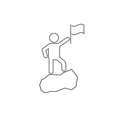 Erkek macerası dağ çizgisi ikonu. Pictogram macera illüstrasyonu elementi