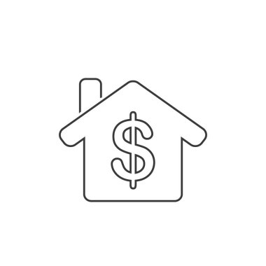 Uygulamalar ve web siteleri için ev satın alma veya gayrimenkul yatırımı düz vektör çizgisi simgesi