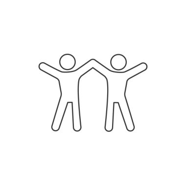 Arkadaş çizgisi simgesi. LGBT vektör çizimi. İki adam yan yana duruyor. Beyaz üzerine izole edilmiş sembol