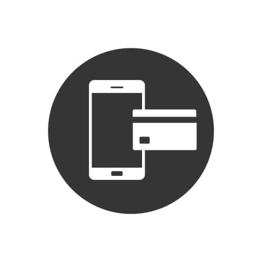 Mobil para transferi beyaz simge dairede. Vektör