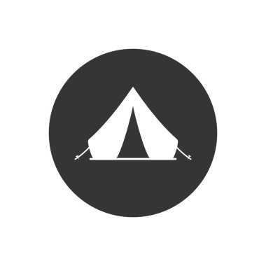 Çadır beyazı işaret simgesi. Düz olarak vektör illüstrasyonu