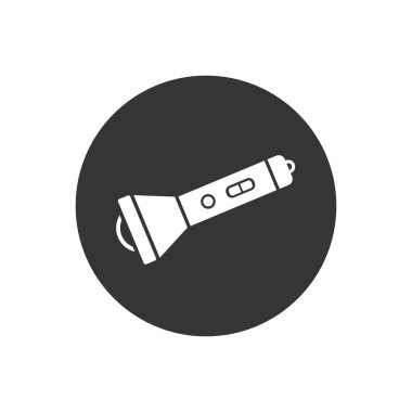 El feneri vektör beyaz simgesi. El feneri düz tabela tasarımı