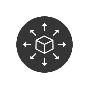 Kutu teslimatı vektör gösterimi işareti düz, beyaz simge