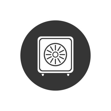 Banka güvenli beyaz simgesi. Doğrusal stil kapalı kasa izole edildi. Güvenlik tek izole modern çizgi tasarım ikonu güvenli kasa