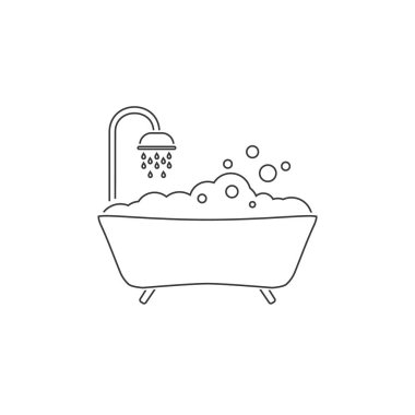 Banyo çizgisi ikon vektörü. Mobil konsept ve web tasarımı için stil işareti. Banyo sembolü çizimi