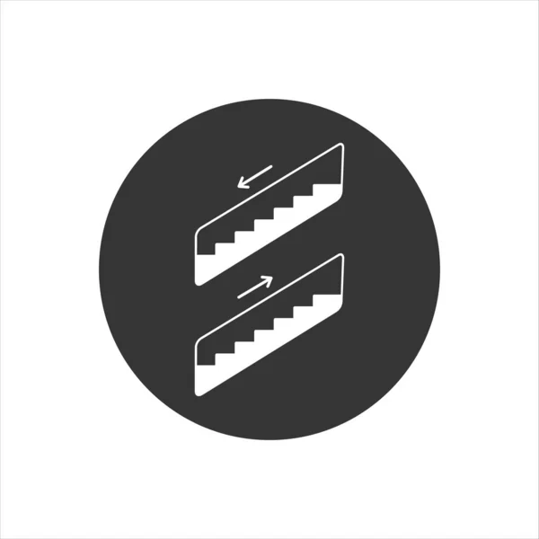 Escalator white icon in flat style. Vector — Stock Vector