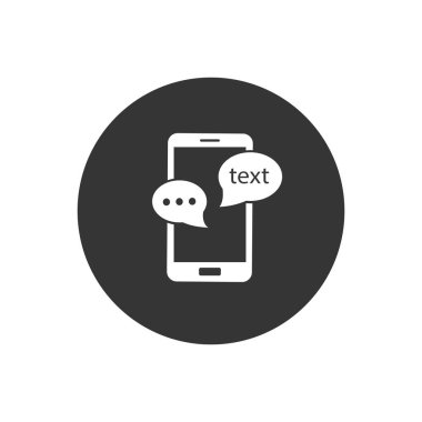 Telefon ya da Mobil Sohbet Beyaz Simgesi. Vektör