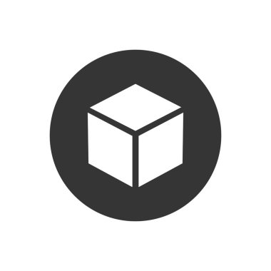 Düz biçim beyaz simgesinde küp vektörü