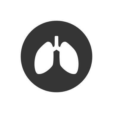 Akciğerler beyaz simge. Düz vektör illüstrasyonu