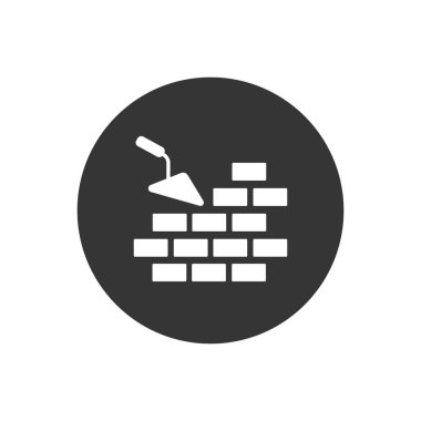 Vektör beyaz simge tuğla işi ve mala inşa etme