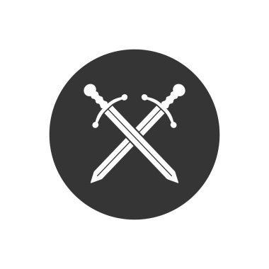 Siyah üzerine beyaz kılıç vektörü simgesi. Düz vektör