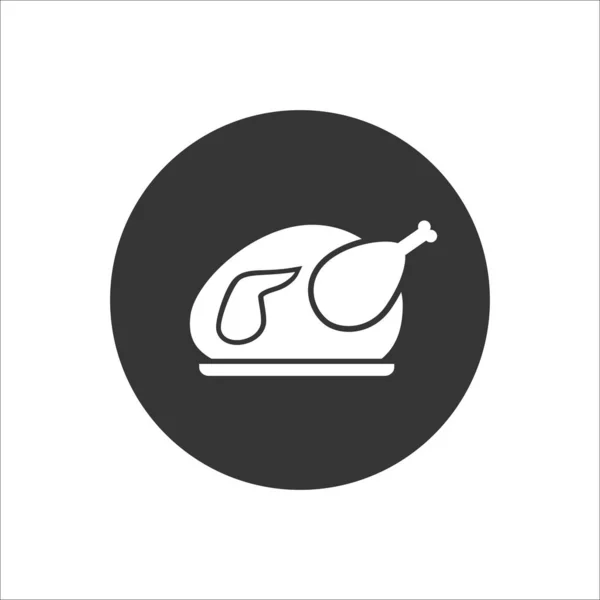 Icono blanco de pollo asado. Ilustración plana del vector — Vector de stock