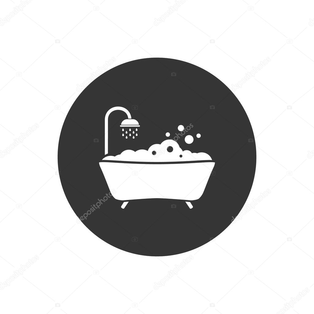 Bath white icon vector. Style sign for mobile concept and web design. Bath symbol illustration