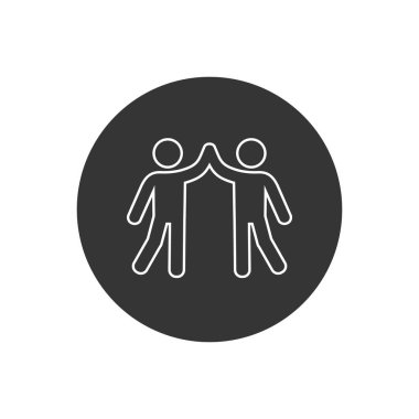 Çak bir beşlik el hareketi siluet çizgisi beyaz simgesi. Arkadaşlık. Arkadaşız. İzole vektör çizimi. Düzenlenebilir vuruş