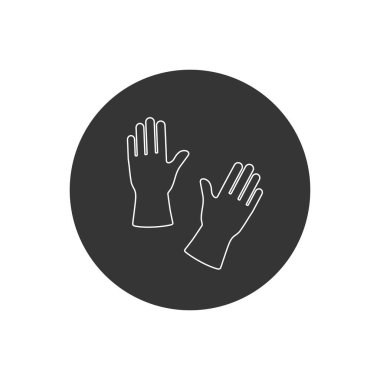 Eldivenler düz çizgi beyaz simge tasarımı, temizlik servisi temizlik temizlik temizlik ekipmanları ev içi iç işleri 