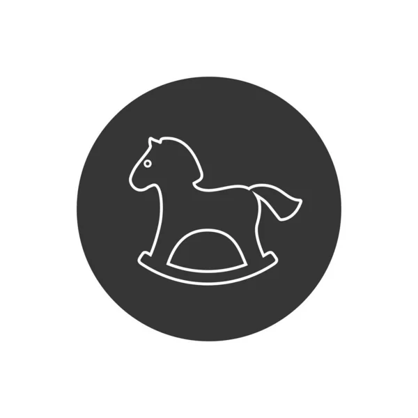Cavalo brinquedo linha ícone branco no vetor plano —  Vetores de Stock