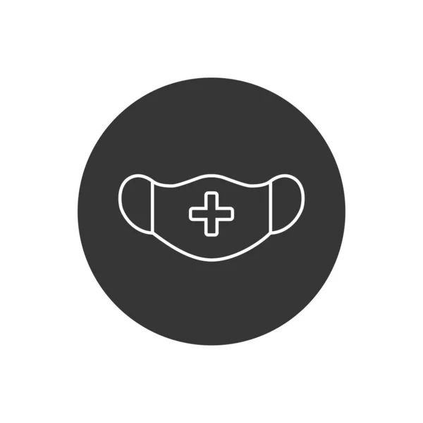 Медична маска для захисту коронавірусу або забруднення, Векторний дизайн плоскої лінії біла іконка — стоковий вектор
