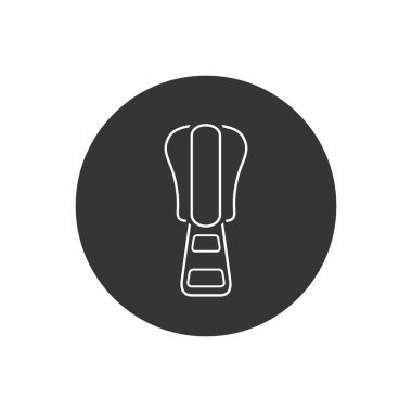 Fermuar vektör çizgisi beyaz simge simgesi düz biçimli