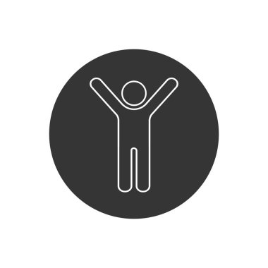 Adam iki el çizgisi beyaz simgesini kaldırdı, vektör basit izole çizim