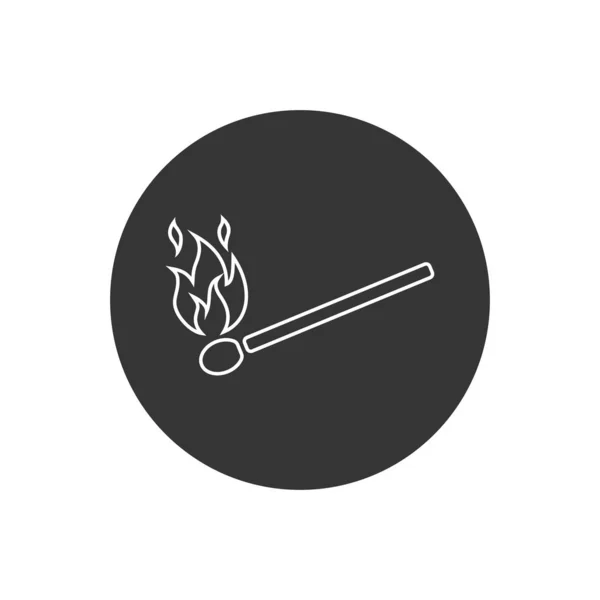 Znak zapałek. Linia symbolu ognia biała ikona. Koncepcja płomienia. Ilustracja wektora — Wektor stockowy