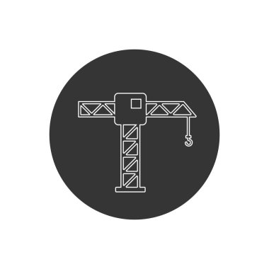 Yapım Turna Hattı Beyaz Simge Vektör İllüstrasyonu