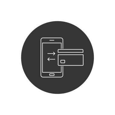 Mobil transfer para hattı beyaz simgesi düz. Vektör