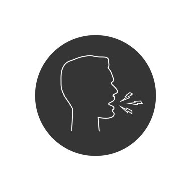 Konuşan ve konuşan adam iletişim hattı ikonuna. Vektör işareti düz