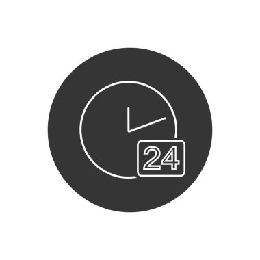 Günde 24 saat açık bir hat simgesi. Vektör