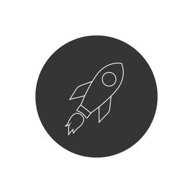 Roket çizgisi resimleme vektör tasarımı izole edildi