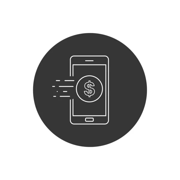 Mobile Banking Line Weißes Symbol Trendigen Flachen Design Vektorgrafische Illustration — Stockvektor