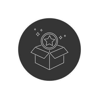 Sadakat programı çizgisi simgesi. İkramiye puanları. İndirim kutusu sembolü. Sadakat programı simgesi. Vektör