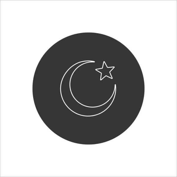 Islam symbol. Moon and star line icon isolated on white background — Stock Vector