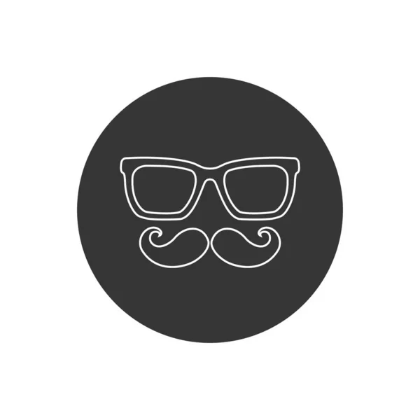 Icono de línea de signo de bigote y gafas. Vector negro icono plano — Archivo Imágenes Vectoriales