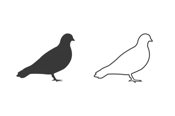 Icône Silhouette Pigeon Vectoriel Sur Blanc — Image vectorielle