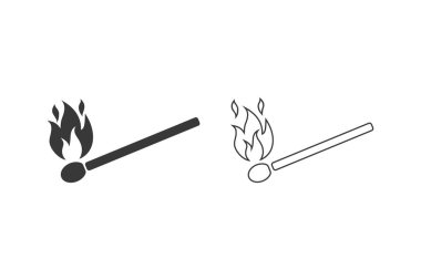 Kibrit işareti. Sembol simgesi ayarlandı. Alev kavramı. Stok vektör illüstrasyonu